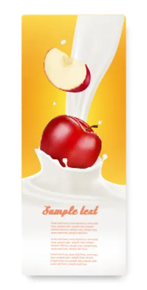 红苹果水果牛奶不干胶标签瓶贴纸
