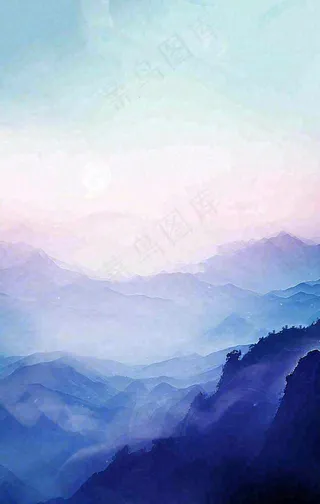 中国风云雾山脉河流湖面意境植物