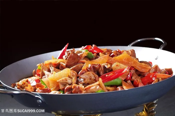 中华美食火锅干锅肥肠摄影图