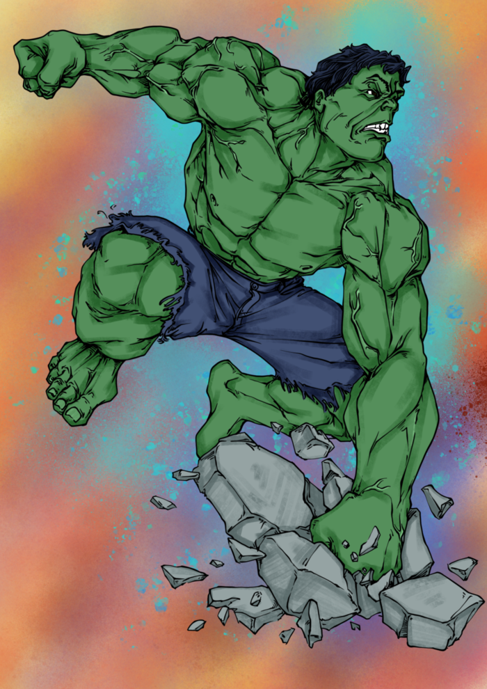 绿巨人手绘插画psd模版下载