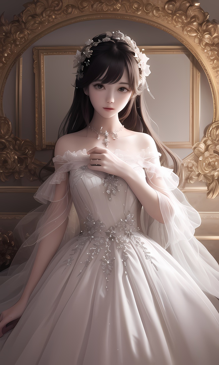 AI小姐姐美女二次元绘画古装大眼头饰漂亮001