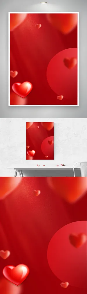 热闹红色爱心背景模板