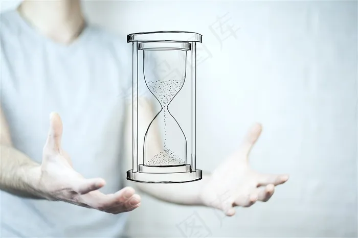 双手之间漂浮的线条沙漏高清图片