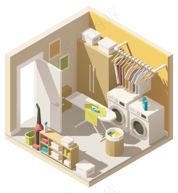 现代城市建筑背景_矢量商铺效果