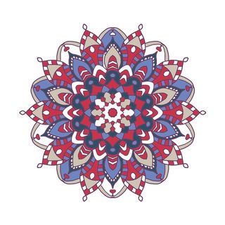 中国风古典民族风手绘曼陀罗花纹圆形插画AI矢量装饰图案PSD素材