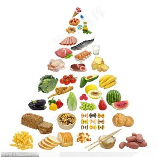 新鲜食材-摆成三角形的蔬果