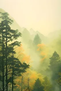 丛林树木黄色意境背景