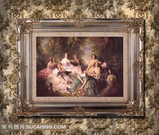 带油画的油画框高清图