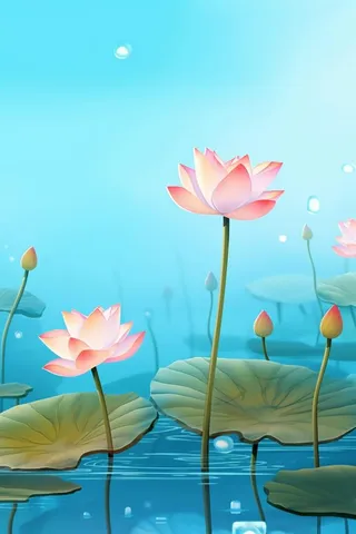 创意淡雅简约国风荷花国潮背景