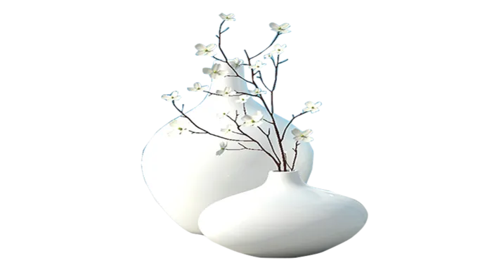 花瓶白色带花花免扣素材