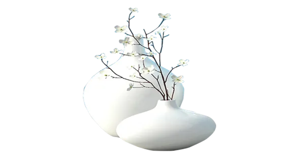 花瓶白色带花花免扣素材