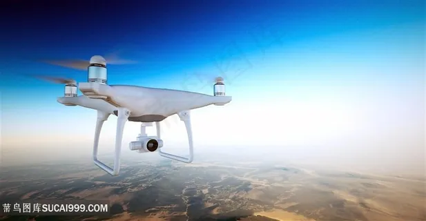 模糊城市试飞的无人机高清图片