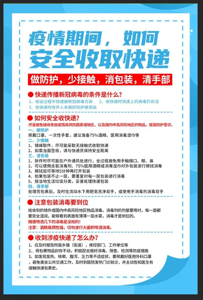 疫情如何收快递疫情防控宣传海报