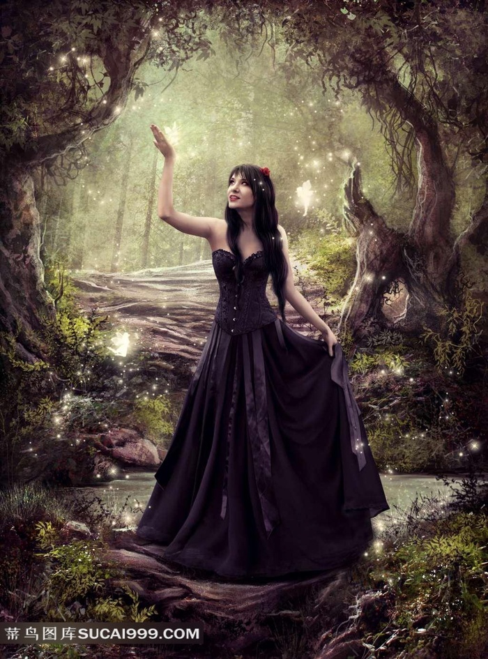 古老森林中的精灵美女