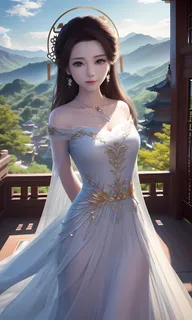 AI小姐姐美女二次元绘画古装大眼头饰漂亮025