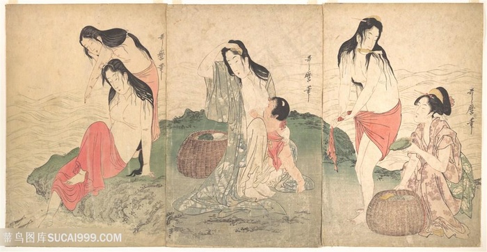 喜多川歌磨日系美女艺术挂画