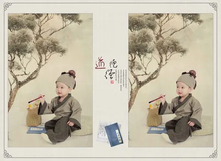 儿童工笔画PSD模板道德经-002 儿童工笔画PSD模板道德经-002