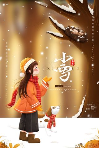 传统节日中国风24二十四节气小雪海报