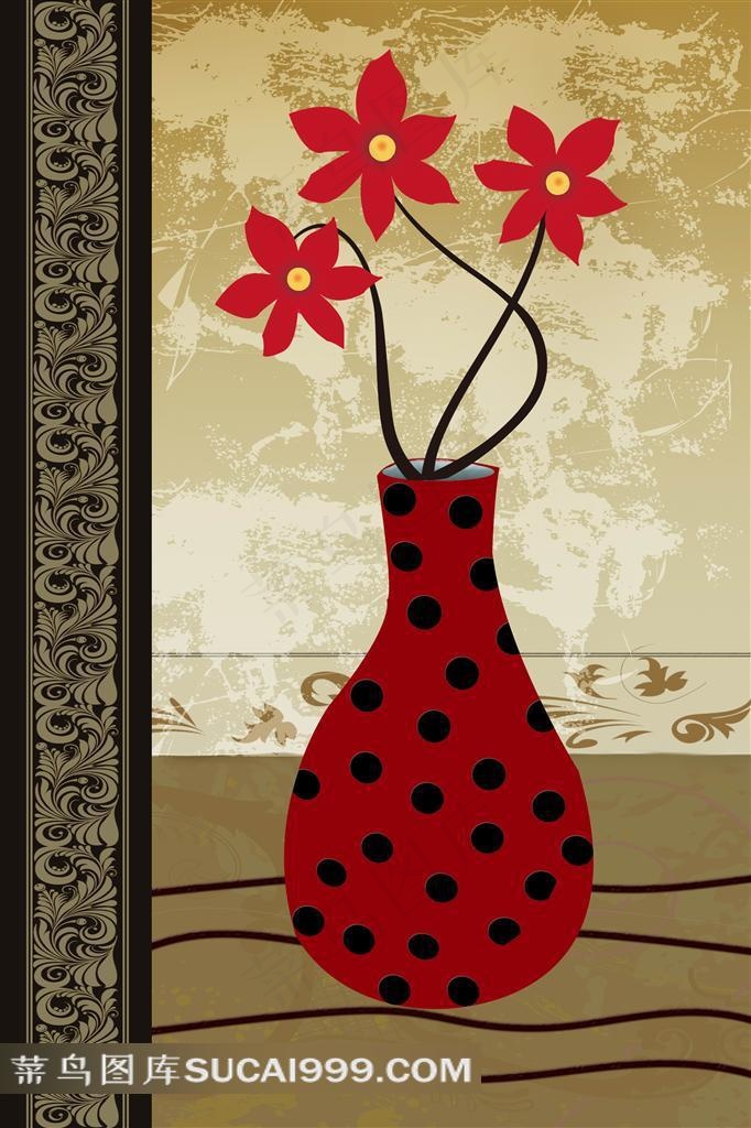 花瓶装饰画设计素材下载