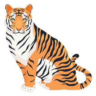 手绘国潮虎年卡通白虎老虎形象插画装饰元素AI设计素材png免抠图