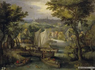 唯美树林美景油画