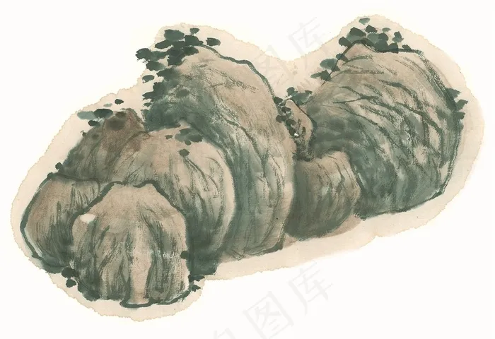 水墨山石国画jpg素材