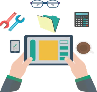 网上查询智能办公卡通科技kv主视觉素材