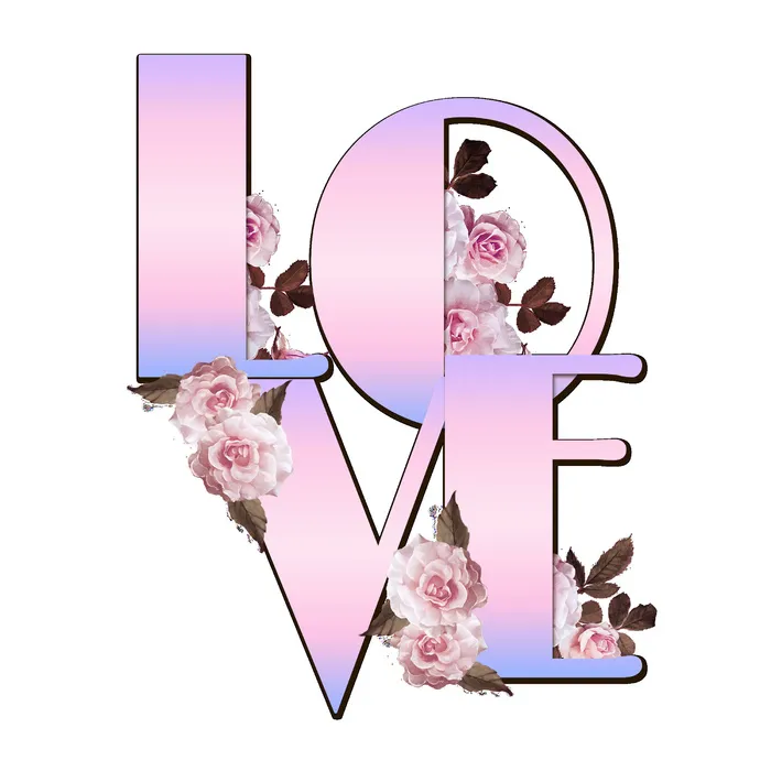 设计love字装饰情人节psd模版下载