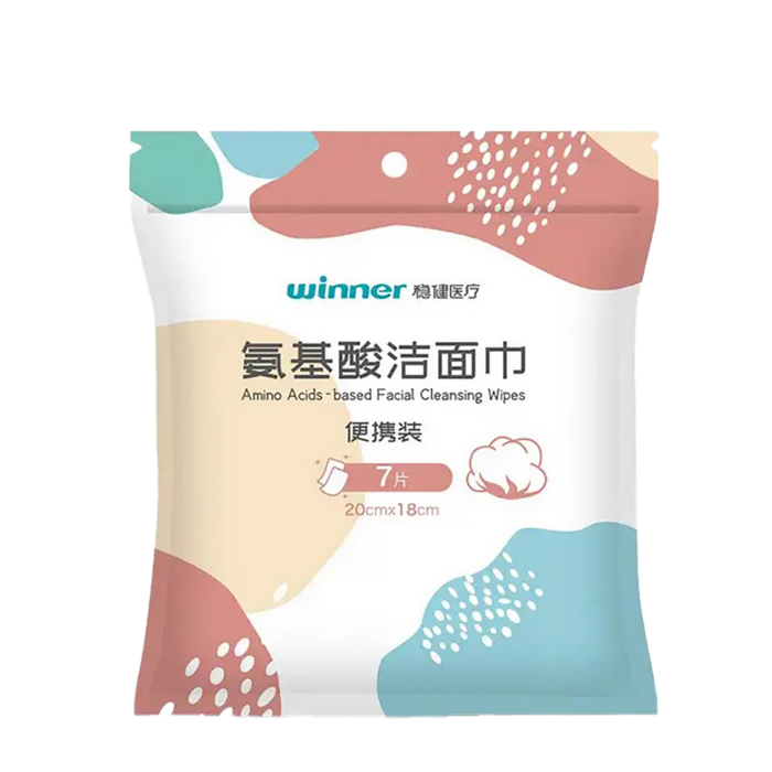 稳健( Winner)  普通袋装氨基酸洁面巾便携款 7片／袋超市商品白底图免抠实物摄影png格式图片透明底