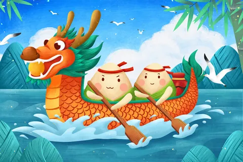 国潮风中国传统节日端午节赛龙舟粽子场景插画海报PSD设计素材 国潮风中国传统节日端午节赛龙舟粽子场景插画海报PSD设计素材