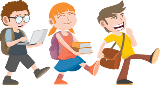 齐步走 卡通 男生 女生