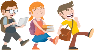 齐步走 卡通 男生 女生