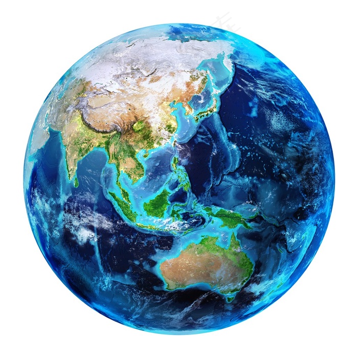 标准地球模型白底一