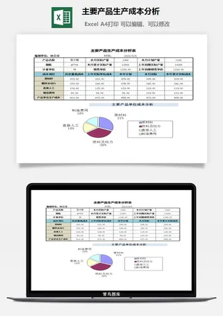 主要产品生产成本分析excel模板
