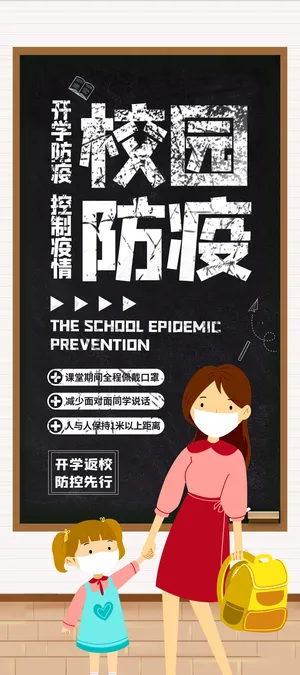 医疗学校园防疫病毒传播疫情防控宣传易拉宝设计模板海报素材