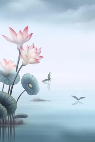 简约荷花朦胧美背景