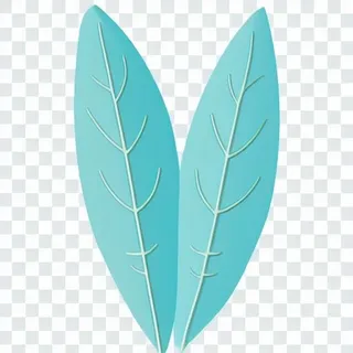 2片叶子手绘卡通png免抠