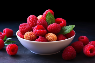 碗装树莓水果摄影图