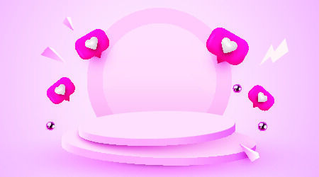 粉色电商产品展示台样机素材