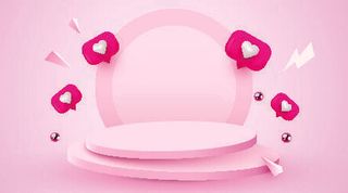 粉色电商产品展示台样机素材