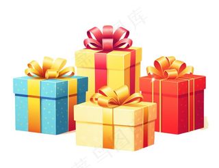 圣诞礼物礼盒卡通插画免抠