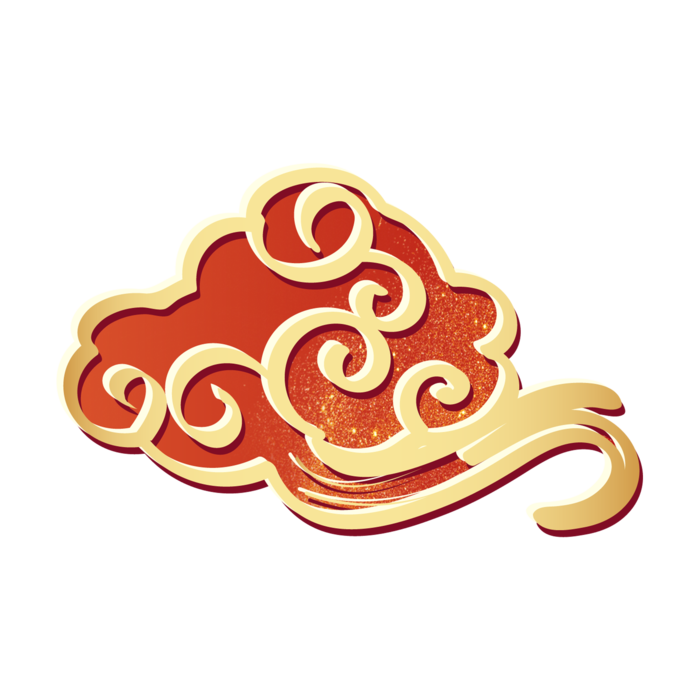 大气中国风祥云国潮风金边立体云朵剪纸创意装饰元素PNG免抠素材