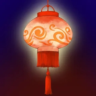 红色喜庆手绘中国风发光灯笼