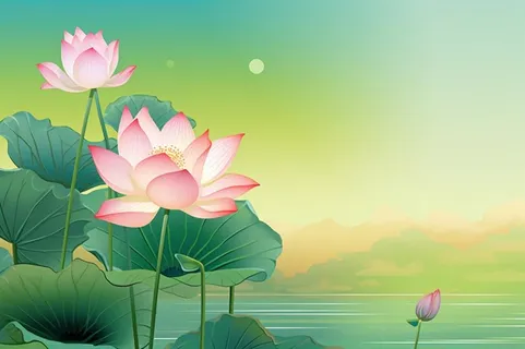 中国风清新绿色荷花荷叶背景