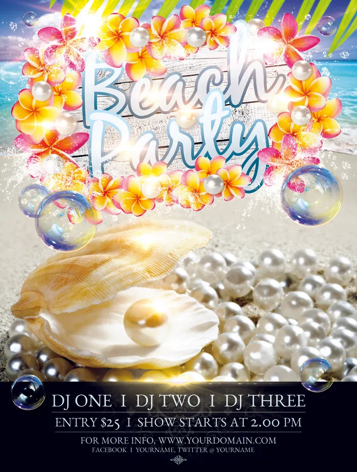 珍珠贝壳海边广告PSD素材psd模版下载