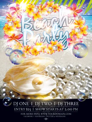 珍珠贝壳海边广告PSD素材