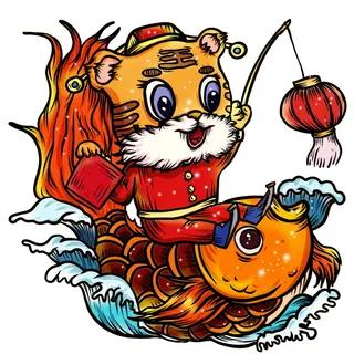 可爱虎年形象卡通新春