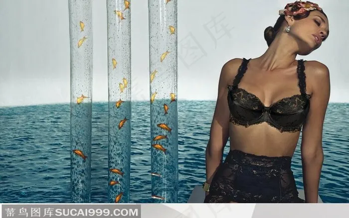 火辣辣的漂亮美女图片素材-带着胸罩感觉很爽的美女