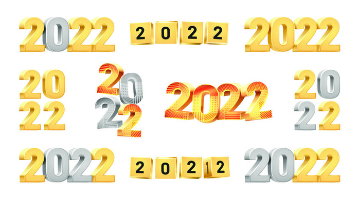 2022创意艺术字体新年虎年圣诞节数字立体质感文字AI矢量设计素材eps,ai矢量模版下载