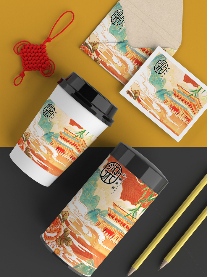 高端文创样机素材产品中国风国潮logo礼盒包装VI智能贴图PSD模板psd模版下载